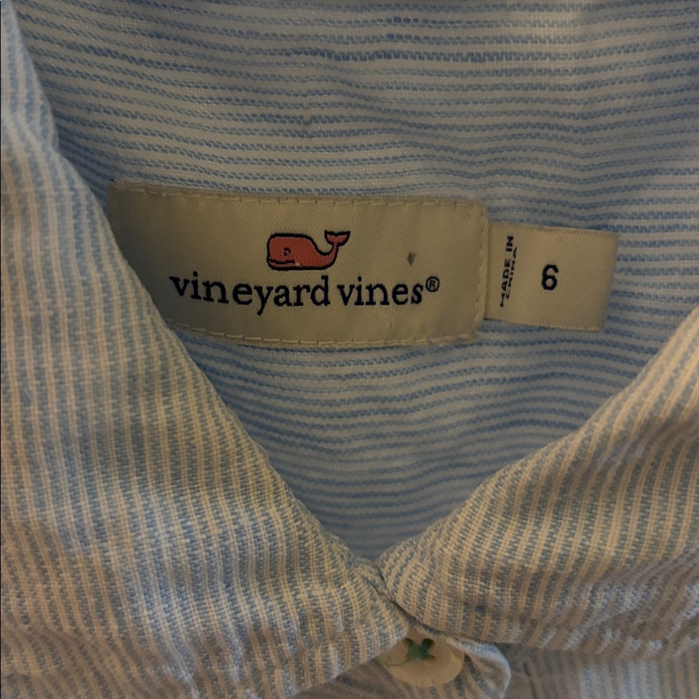 Vineyard Vines Light Blue Pinstriped Shirt Dress - Lined - Size 6